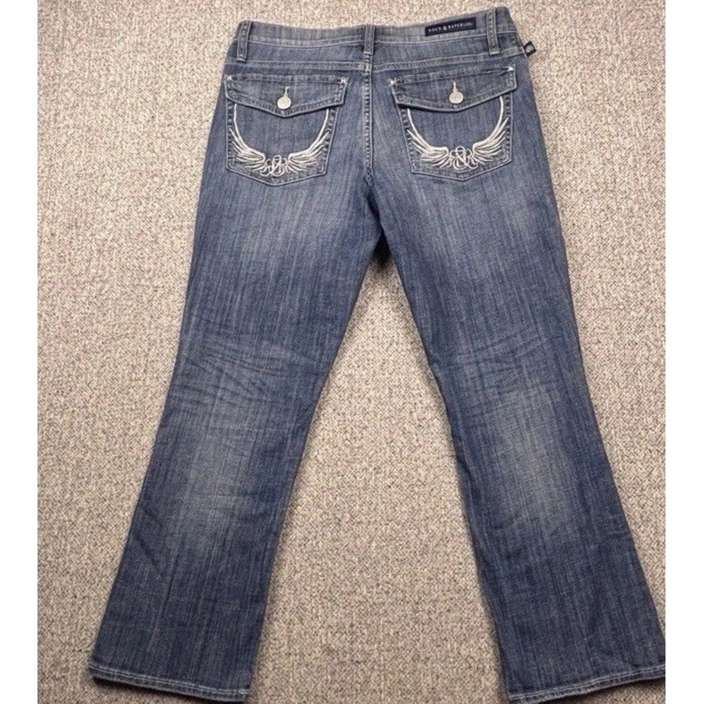 Rock & Republic Kendall Cropped Jeans Womens Sz 12 Stretch Blue Denim Pockets